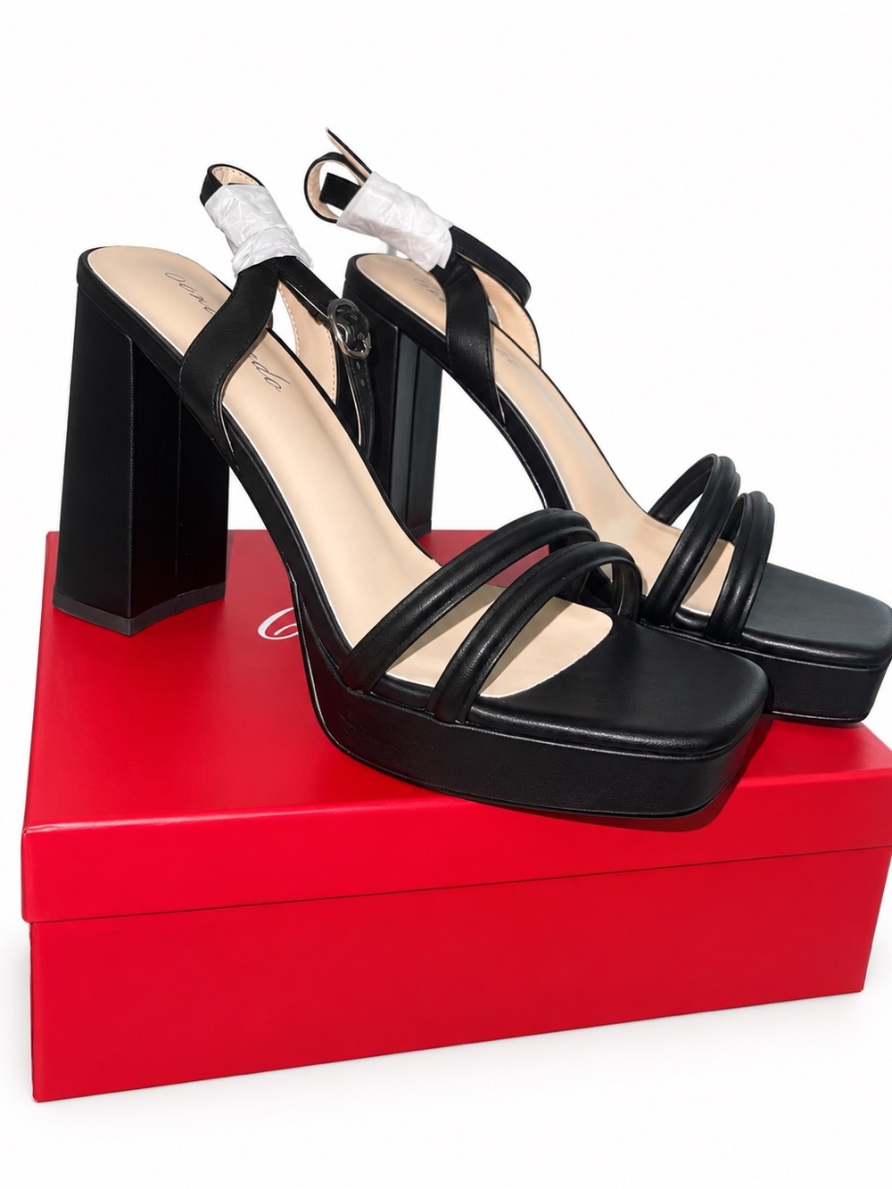 Cervigado Black Platform Chunky Heel Sandals Size 9 NIB